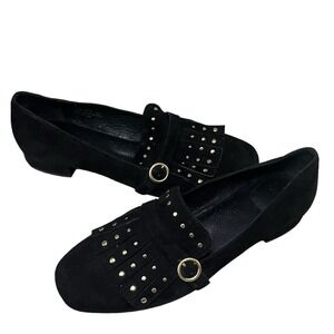 NWOB ONO NAKINA KILTIE SUEDE LEATHER STUDDED LOAFERS  BLK 7.5 M